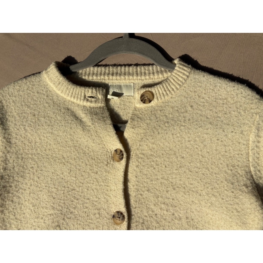 Zara Kids Cream Knit Button Front Cardigan Sweater Off White Size 9-10 Years - Picture 3 of 11